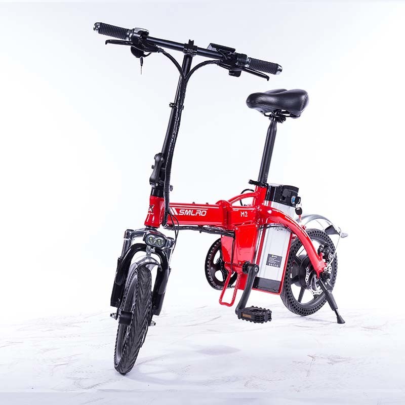 Red 14 Inch Portable Electric Bike , Mini Electric Touring Bike One Speed