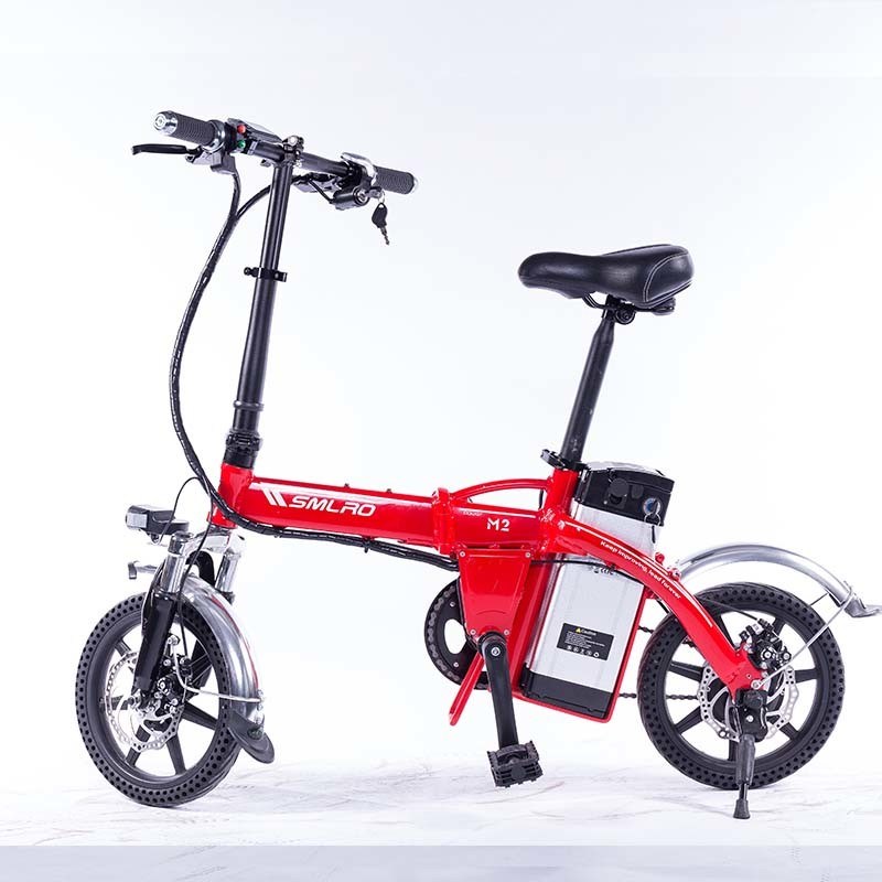 Red 14 Inch Portable Electric Bike , Mini Electric Touring Bike One Speed