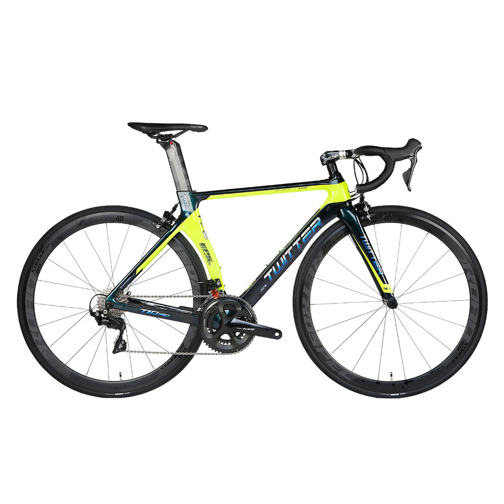Yellow Lightweight Road Bike Holographic Colors Frame For Professional