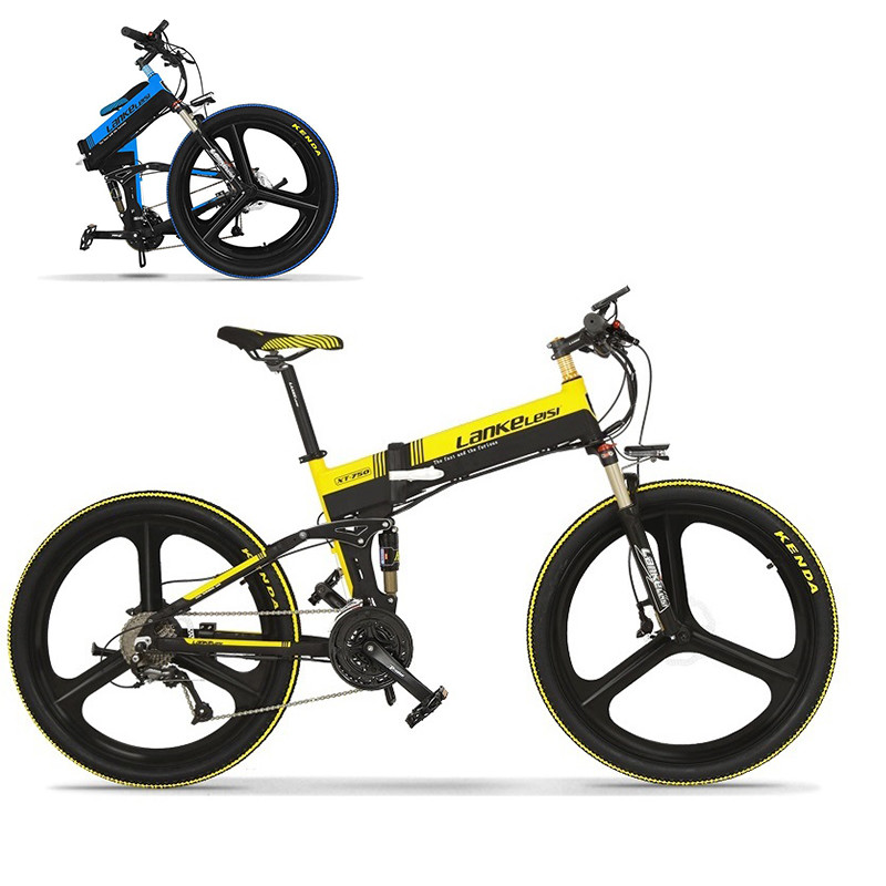 Folding Full Suspension Electric Bike 48V 400W Motor 26 Inch Integrated