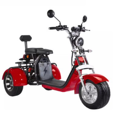 Red Green Three Wheel Electric Mobility Scooter For Adults Street Legal 60-80km 2000W