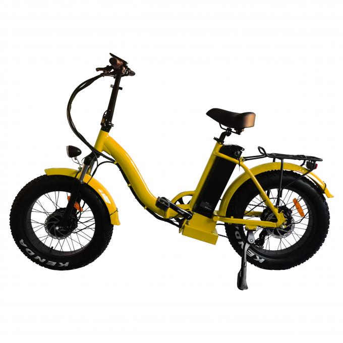 20 Inch Fat Tire Mini Folding Electric Bike 500 Watt 48v For Beach Cruiser Snow Road 6